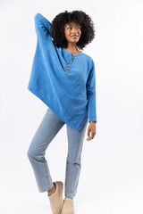 Thinking Of You Blue Fuzzy Henley Blouse SALE