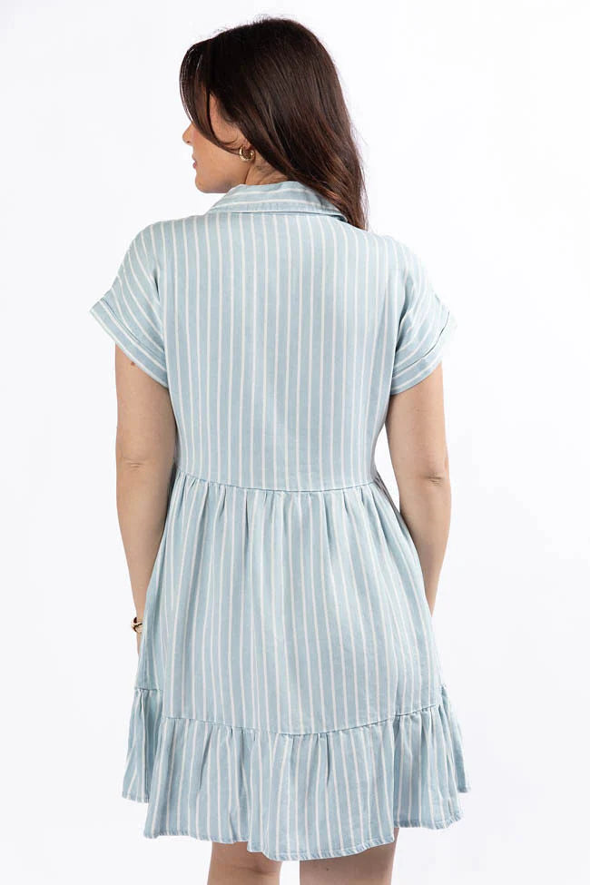 I Told You Striped Chambray Shirt Dress