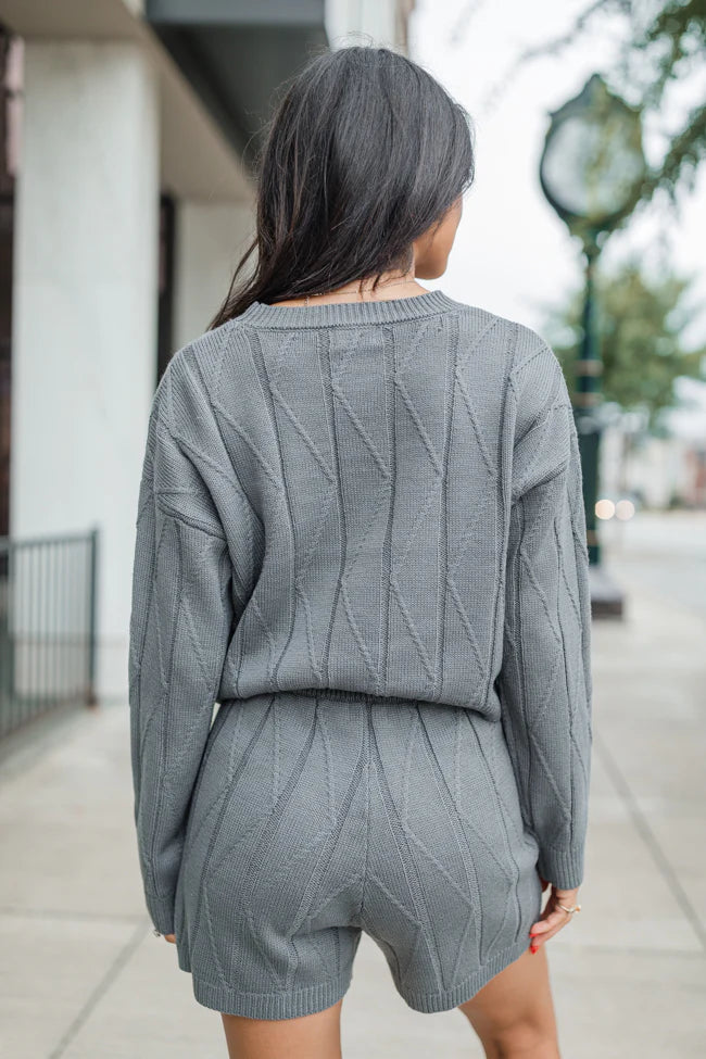 All the Way Home Charcoal Textured Sweater Set FINAL SALE