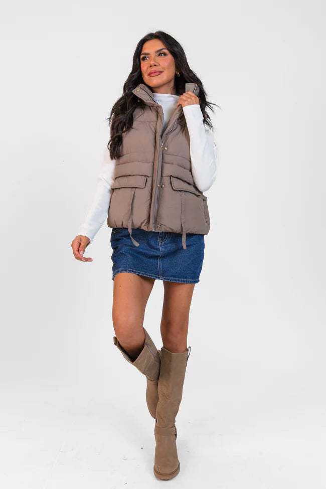 Won Me Over Mushroom Oversized Puffer Vest