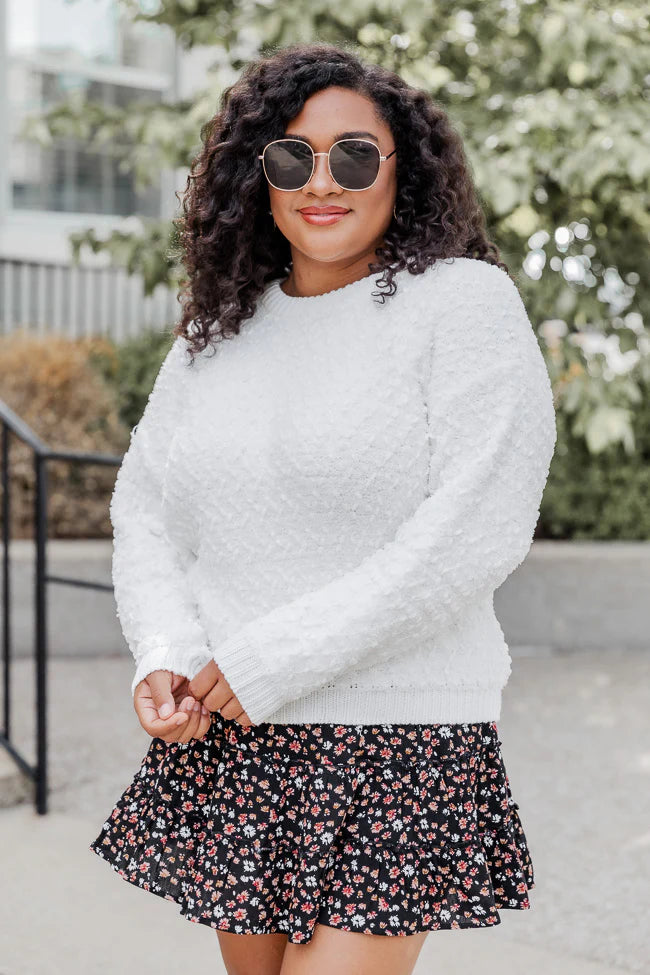 Could Be The One Ivory Textured Fuzzy Sweater  FINAL SALE