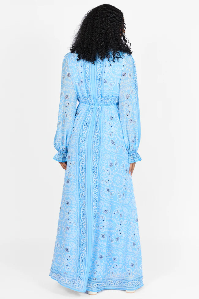 It's On Me Blue Bandana Print Maxi Dress