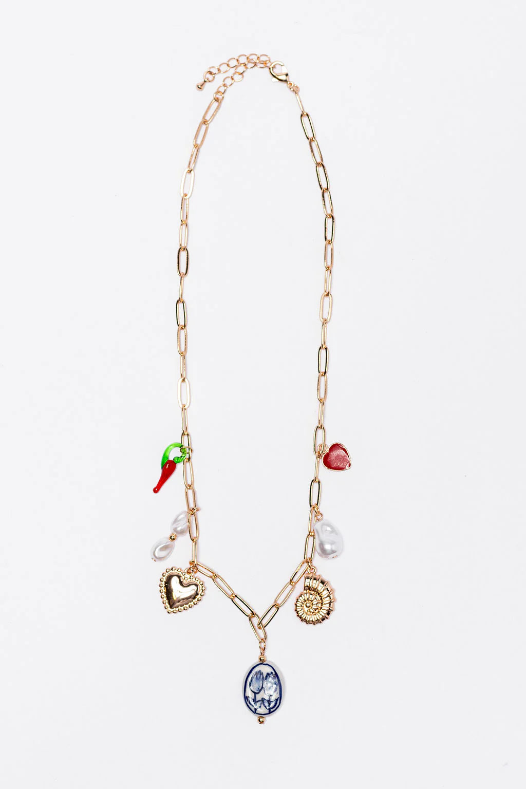 Pepper and Pearls Charm Necklace