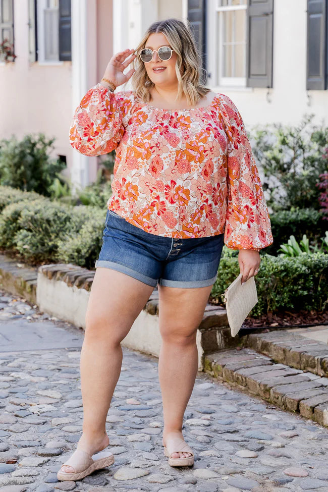 Going Public Off The Shoulder Blouse in Sarasota Red Floral Print FINAL SALE