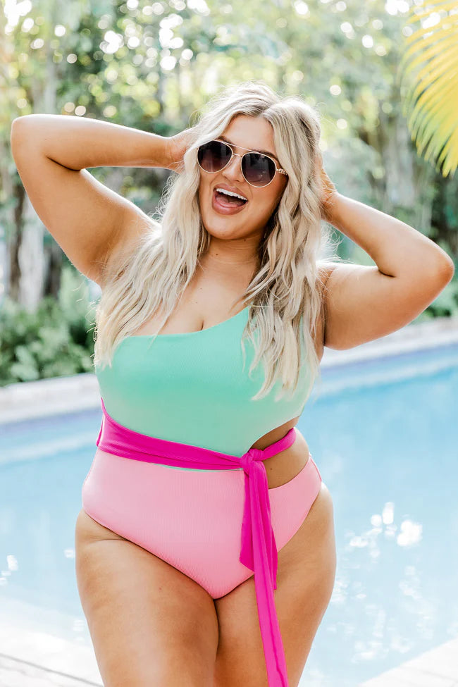 Who I Am Inside Pink And Mint One Piece Swimsuit FINAL SALE