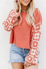 Do Your Best Rust Multi Crochet Sleeve Sweater FINAL SALE