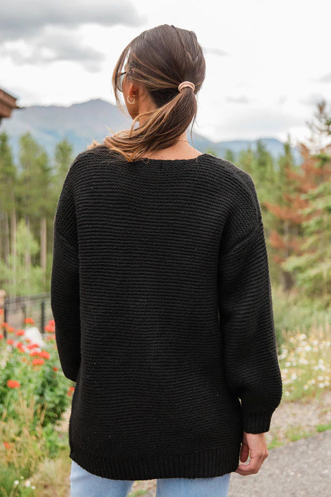 On My Mind Black Cable Knit Cardigan