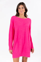 Days Go By Hot Pink Fuzzy Knit Sweater Dress FINAL SALE