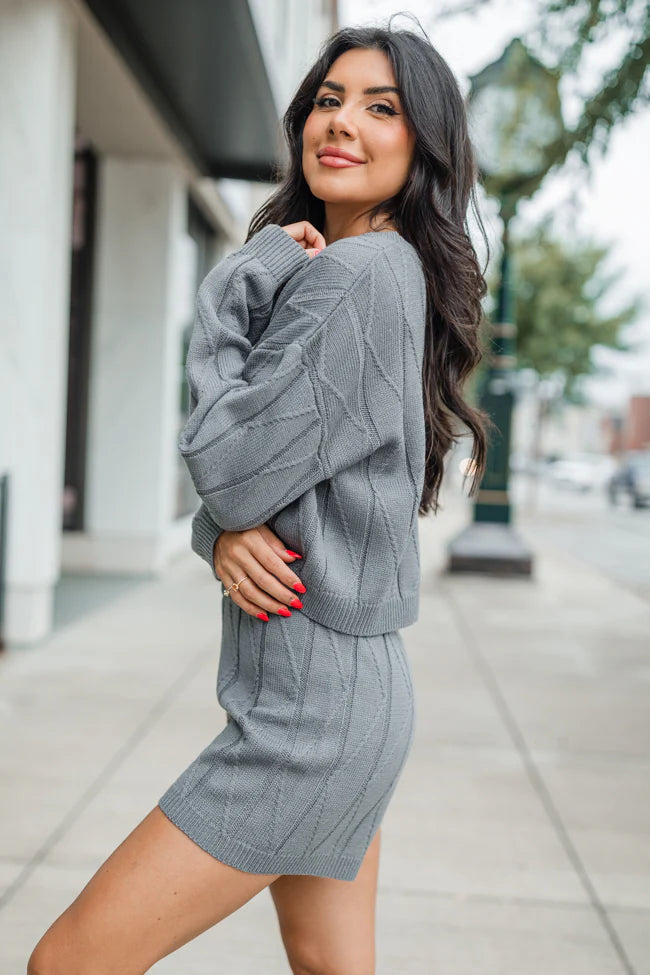 All the Way Home Charcoal Textured Sweater Set FINAL SALE