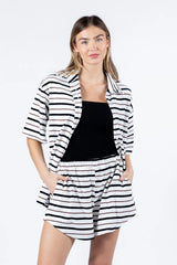 Backyard Hangout Neutral Striped Terrycloth Set