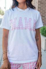 Mama Gingham White Comfort Colors Graphic Tee