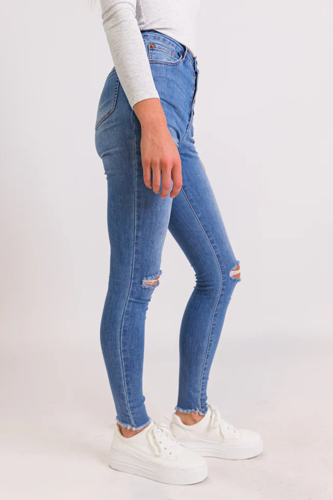 Chelsie Light Wash Busted Knee Tall Jeans FINAL SALE