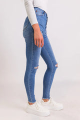 Chelsie Light Wash Busted Knee Tall Jeans FINAL SALE