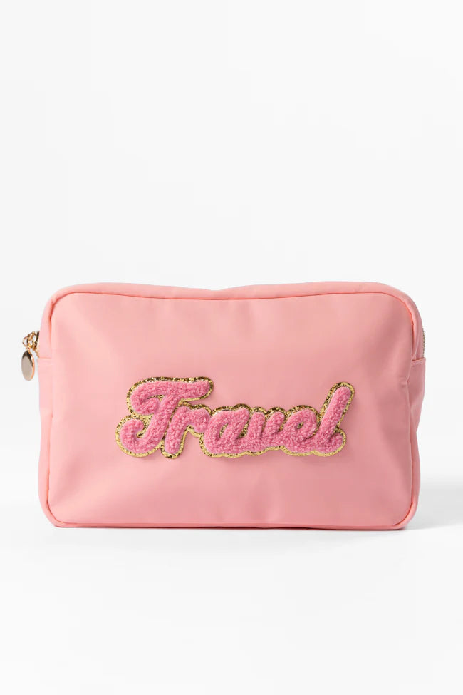 Pink "Travel" Travel Pouch