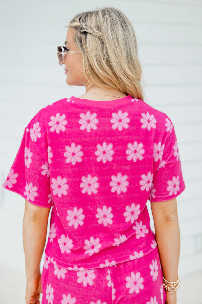 Always Be Around Pink Terry Daisy Lounge Top SALE