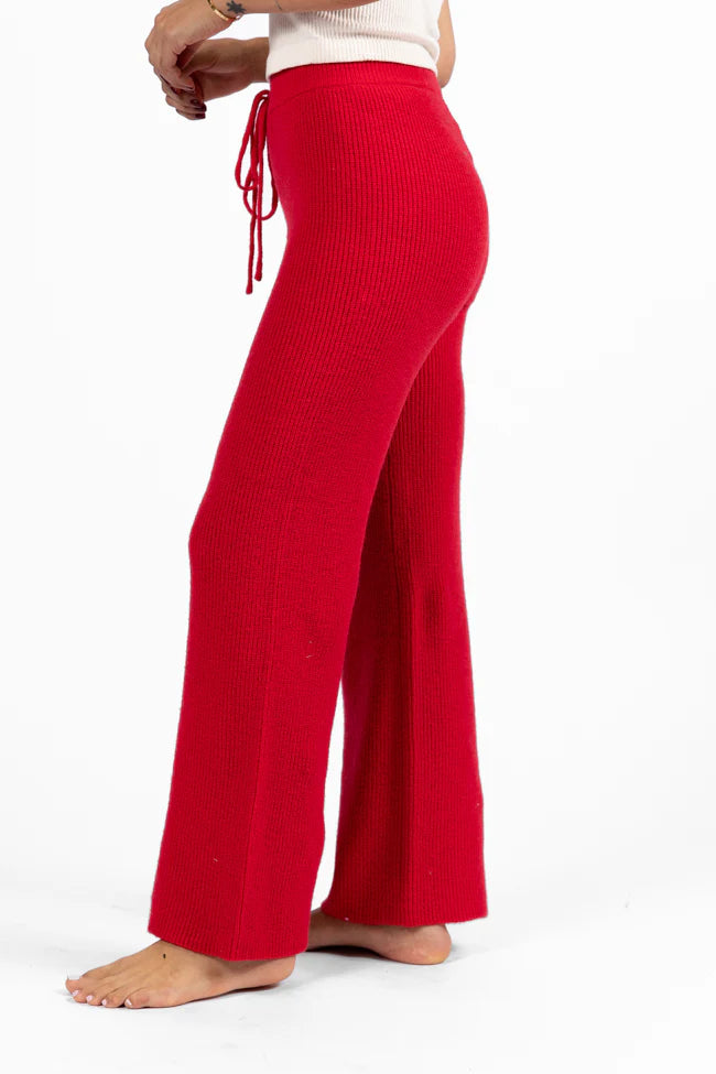 Cloud Chaser Red Sweater Knit Pants