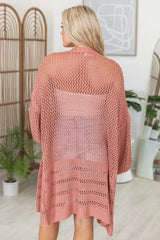 Let's Chat Terracotta Open Knit Cardigan SALE