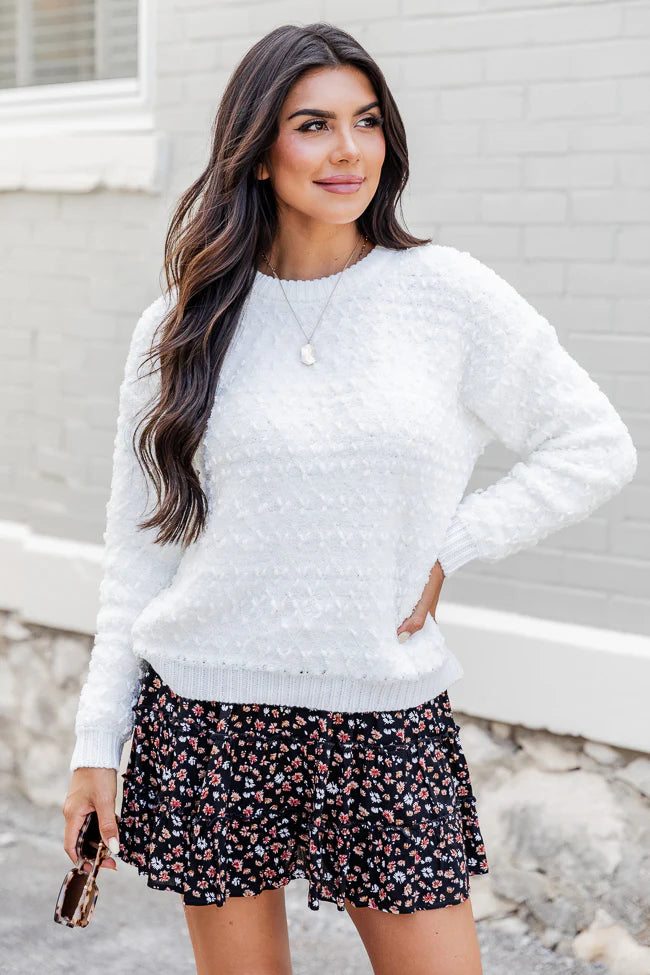 Could Be The One Ivory Textured Fuzzy Sweater  FINAL SALE