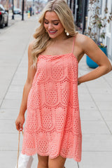 Wind Up Here Coral Woven Mini Dress SALE