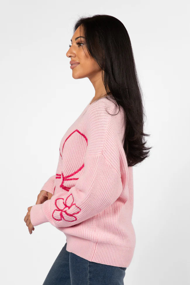 Hold My Hand Pink Floral Sweater