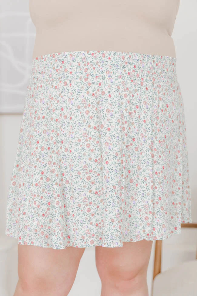 One More Time Ivory/Multi Floral Skirt FINAL SALE