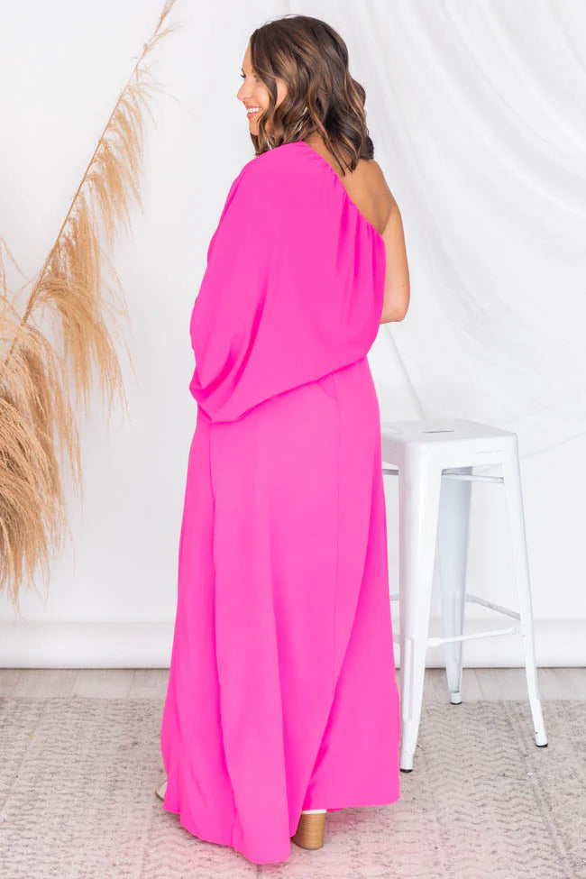 Found My Forever Pink One Shoulder Maxi Dress FINAL SALE