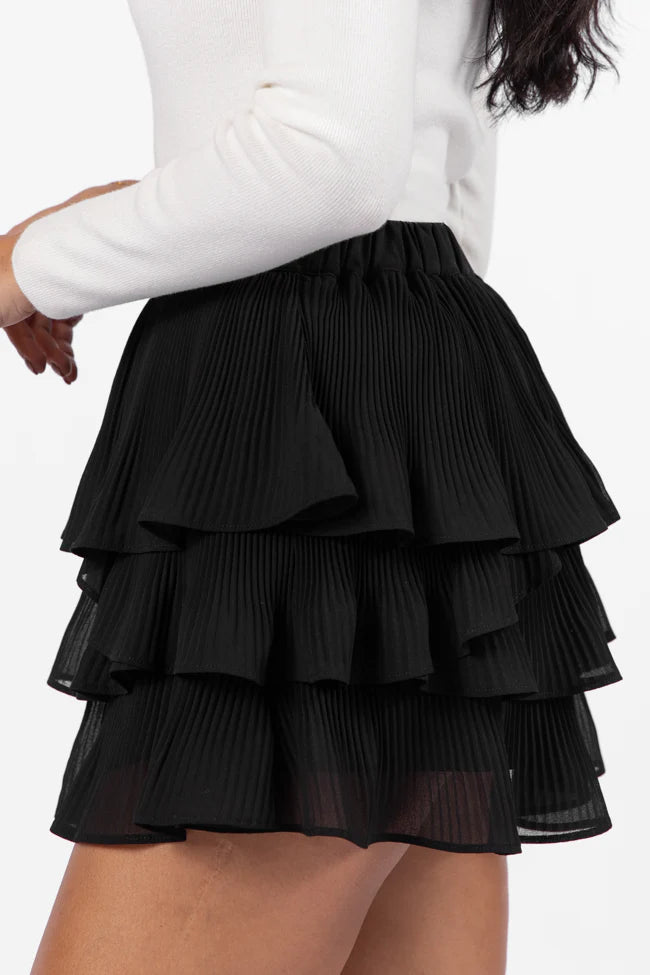 Rumors Run Black Tiered Ruffle Skort FINAL SALE