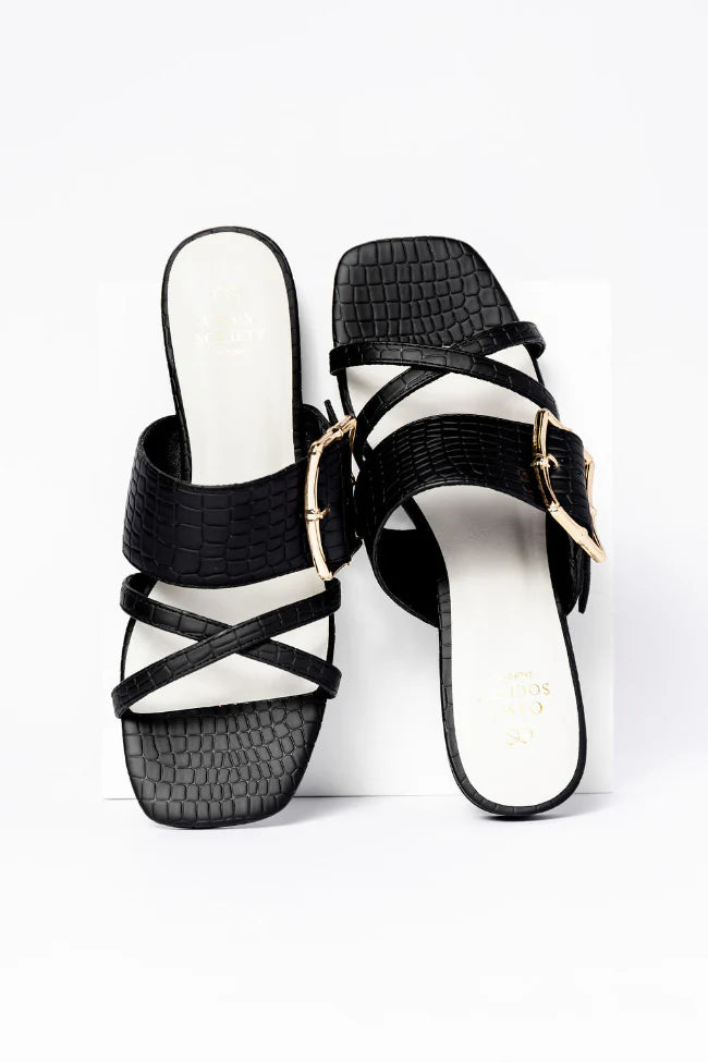 Blaine Black Buckle Sandals