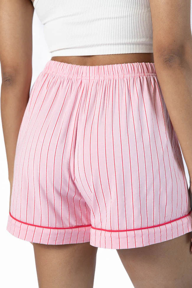 Good To Get Away Pink and Red Stripe Shorts