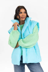 Going Upstate Blue Oversized Puffer Vest