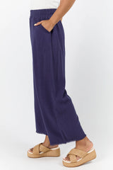 Look Your Best Navy Frayed Detail Ankle Length Pants