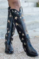 Luna Black Star and Moon Western Boots