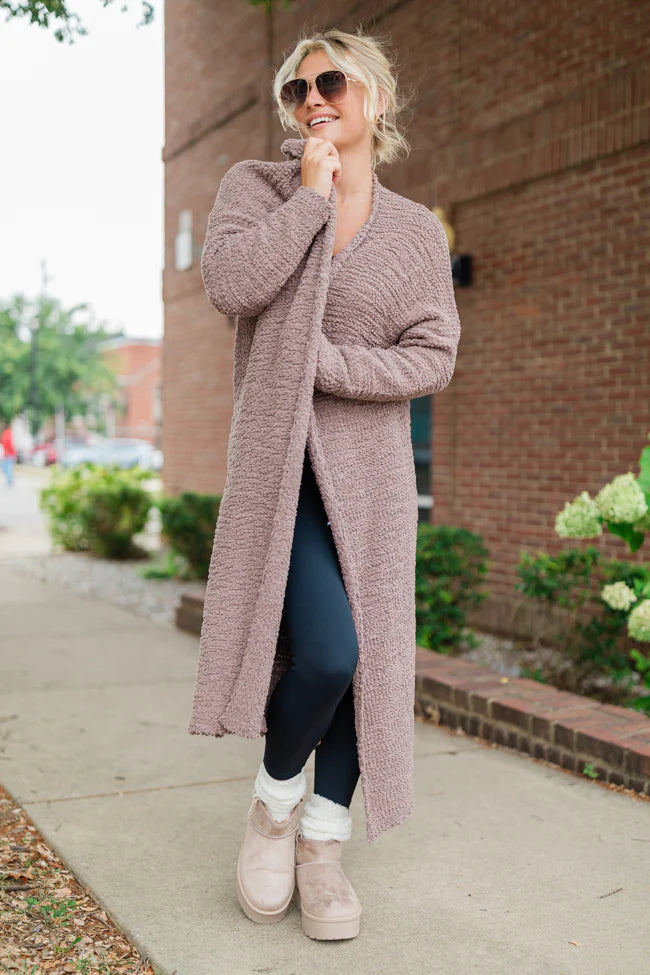 Slow Your Roll Mocha Long Popcorn Cardigan