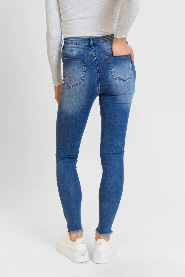 Chelsie Medium Wash Busted Knee Tall Skinny Jeans