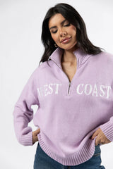 Roll With It Purple West Coast Quarter Zip Sweater SALE