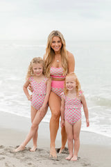 Kid's Beach Vibes Only In Watermelon Crawl One Piece Swimsuit FINAL SALE