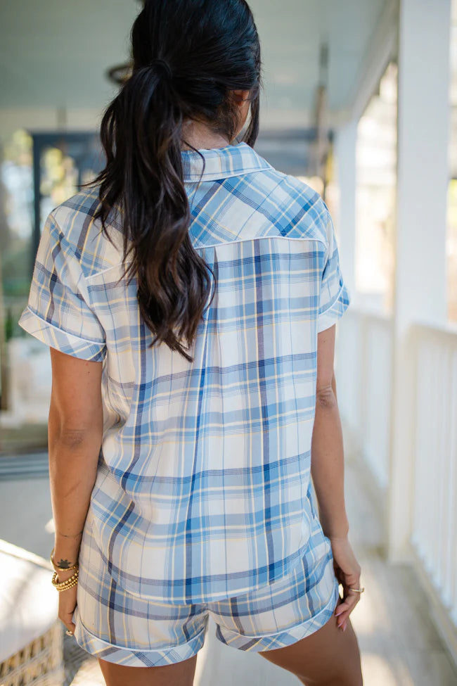 Coastal Calm Plaid Pajama Top SALE