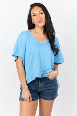 Rooted Essential Blue V-Neck Tee