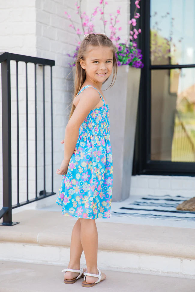 Kid's Sunny Skies Blue Floral Mini Dress SALE