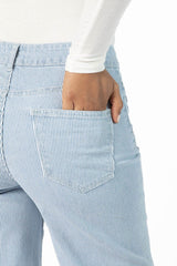 Sutton Striped Wide Leg Patch Pocket Jeans