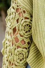 Always My Favorite Green Crochet Sleeve Sweater FINAL SALE