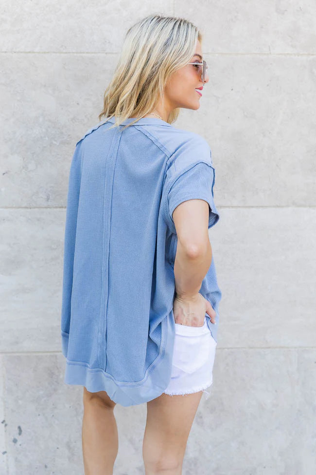 Best Moves Blue Raw Hem Blouse FINAL SALE