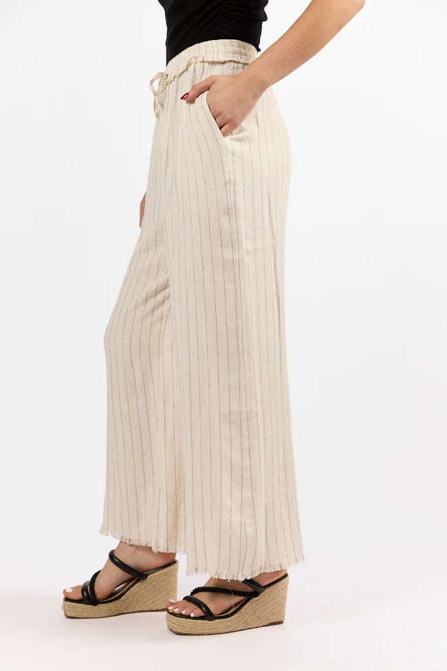 Full Sail Beige Linen Blend Striped Pants