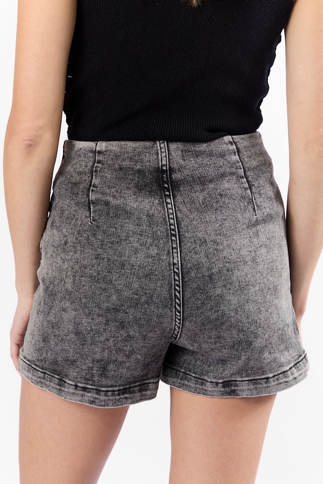 My Favorite Black Acid Wash Denim Skort