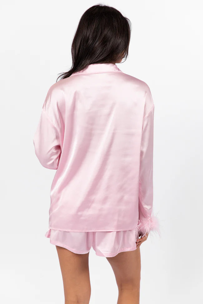 Early Riser Pale Pink Satin Pajama Top