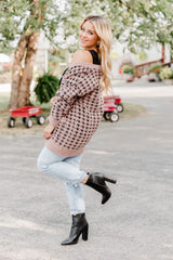 At Your Best Brown And Black Fuzzy Houndstooth Cardigan FINAL SALE