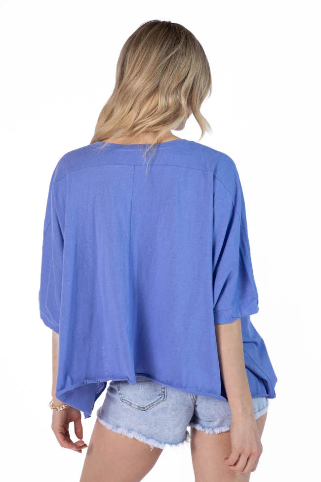 Great Days Ahead Blue Asymmetrical Hem Tee SALE