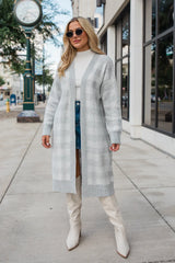 Be The First Grey Plaid Long Cardigan FINAL SALE