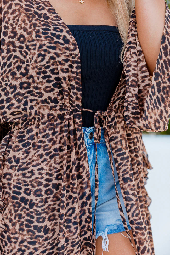 Back With You Brown Leopard Print Kimono SALE