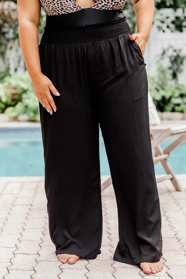 Far And Wide Smocked Waist Black Pants FINAL SALE